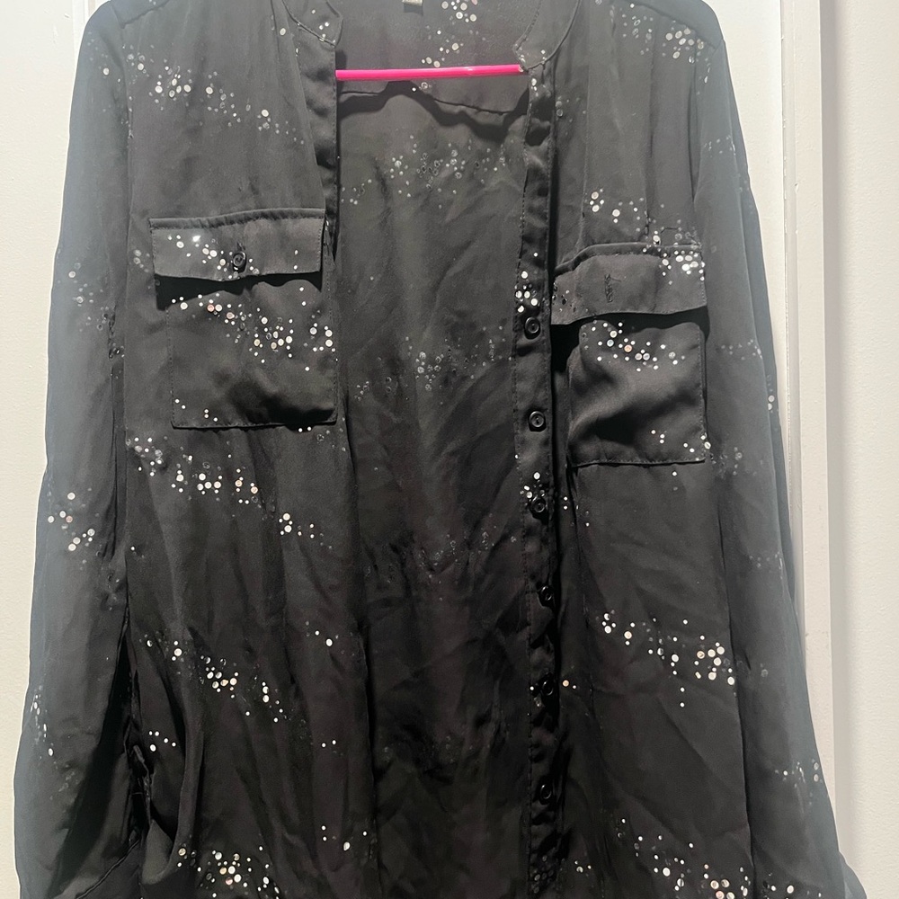 NY Collection Black Sequin Suit Jacket